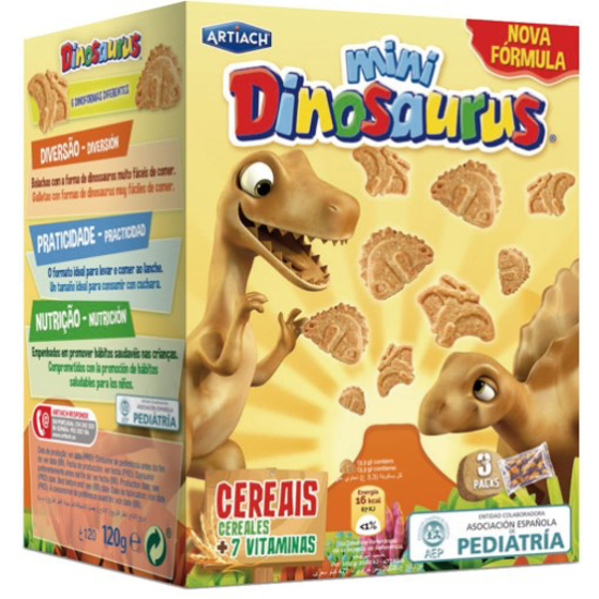 Imagem de Bolachas Mini Dinosauros Cereais Saquetas ARTIACH emb.3x40g