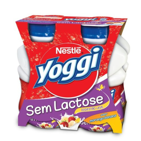 Imagem de Iogurte Líquido sem Lactose Morango/Banana Yoggi NESTLÉ emb.4x160g