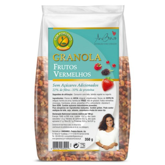 Imagem de Granola Frutos Vermelhos sem Açúcar CEM PORCENTO emb.350g