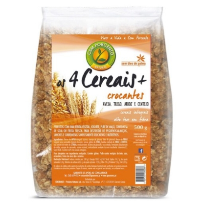 Mostrar detalhes para Muesli 4 Cereais CEM PORCENTO emb.500g Imagem de Muesli 4 Cereais CEM PORCENTO emb.500g