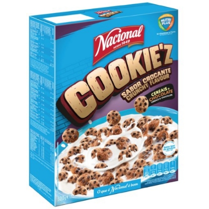 Mostrar detalhes para Cereais Chocolate Cookie'z NACIONAL emb.300g Imagem de Cereais Chocolate Cookie'z NACIONAL emb.300g