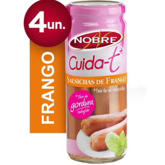 Imagem de Salsichas de Frango Frasco 4 unidades Cuida-t+ NOBRE emb.430g