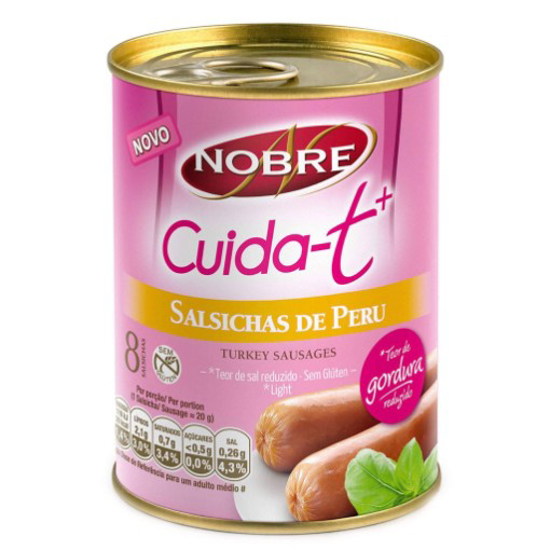 Imagem de Salsichas de Peru Lata 8 unidades Cuida-t+ NOBRE emb.350g