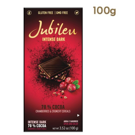 Imagem de Tablete Chocolate Negro 70% Cranberries JUBILEU emb.100g