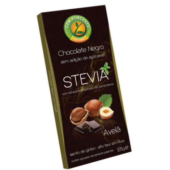 Imagem de Tablete Chocolate Negro com Avelãs CEM PORCENTO emb.125g