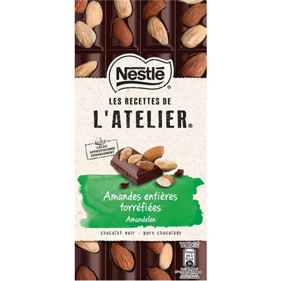 Imagem de Tablete Chocolate Preto Amêndoas Les Recettes de L'Atelier NESTLÉ emb.170g