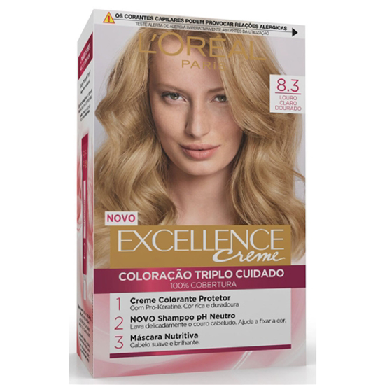 Imagem de Coloração Permanente Excellence Creme Louro Claro Dourado 8.3 EXCELLENCE L'ORÉAL PARIS 1un