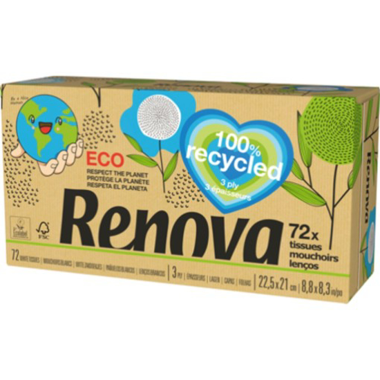 Imagem de Lenços Faciais 100% Recycled RENOVA 72un