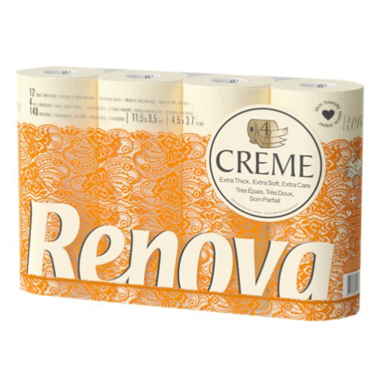 Imagem de Papel Higiénico 4 Folhas Creme RENOVA 12un