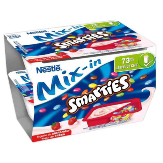 Imagem de Iogurte Infantil Mix-In Morango com Smarties MIX IN NESTLÉ emb.2x128g