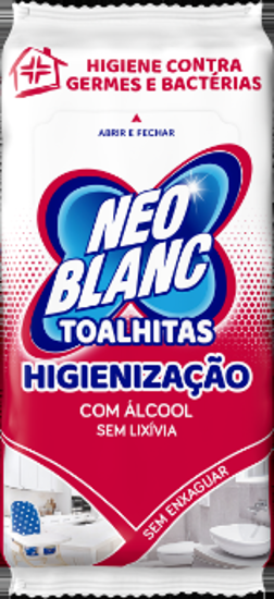 Imagem de Toalhita Higienização Com Alcool Sem Lixívia NEOBLANC 40un