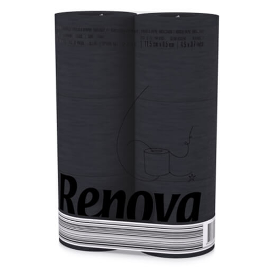 Imagem de Papel Higiénico 3 Folhas Black RENOVA 6un