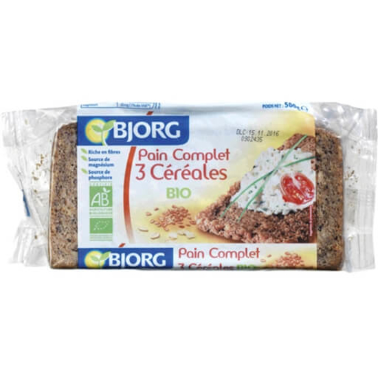 Imagem de Pão Integral 3 Cereais Biológico BJORG emb.500g