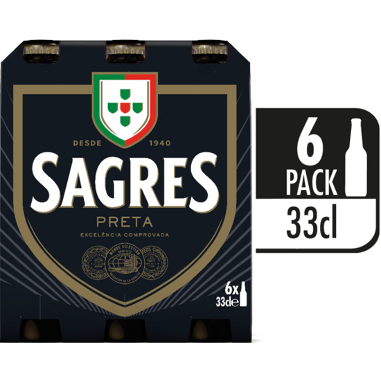 Imagem de Cerveja Com Álcool Preta SAGRES 6x33cl