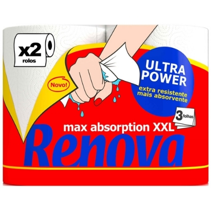 Mostrar detalhes para Rolo de Cozinha Maxi Absorption XXL RENOVA 2 rolos Imagem de Rolo de Cozinha Maxi Absorption XXL RENOVA 2 rolos