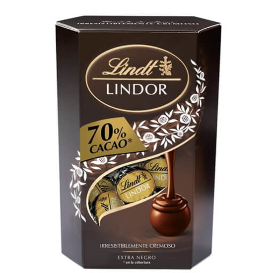 Imagem de Bombons de Chocolate Lindor Cornet Negro 70% LINDT emb.200g