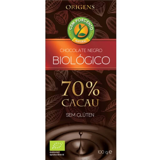 Imagem de Tablete de Chocolate Negro 70% Cacau sem Glúten CEM PORCENTO emb.100g