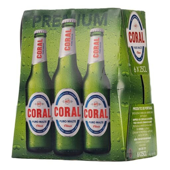 Imagem de Cerveja com Álcool Puro Malte CORAL emb.6x25cl