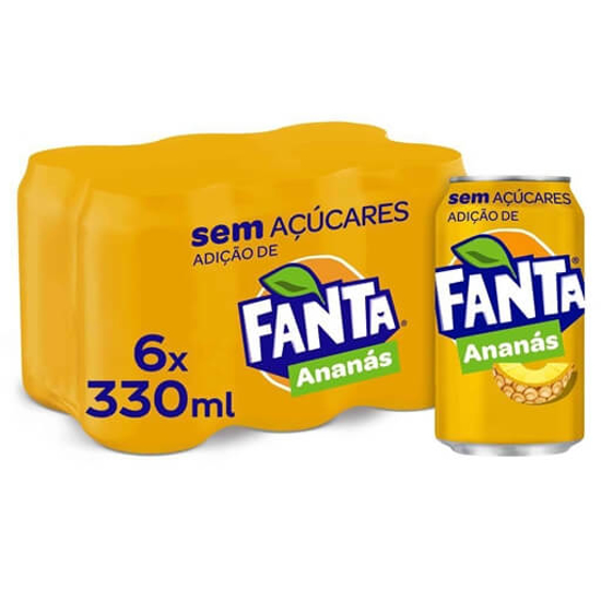 Imagem de Refrigerante com Gás Ananás sem Açúcar FANTA emb.6x33cl
