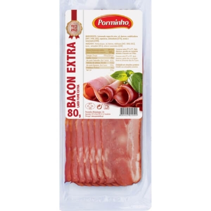 Mostrar detalhes para Bacon Extra em Fatias PORMINHO emb.80g Imagem de Bacon Extra em Fatias PORMINHO emb.80g
