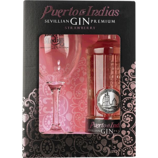 Imagem de Gin Premium Strawberry + Copo PUERTO DE INDIAS garrafa 70cl