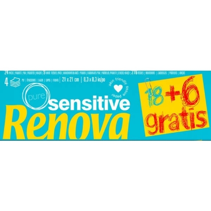 Mostrar detalhes para Lenços de Bolso Pack 18 + 6 Grátis RENOVA SENSITIVE 24 unidades Imagem de Lenços de Bolso Pack 18 + 6 Grátis RENOVA SENSITIVE 24 unidades