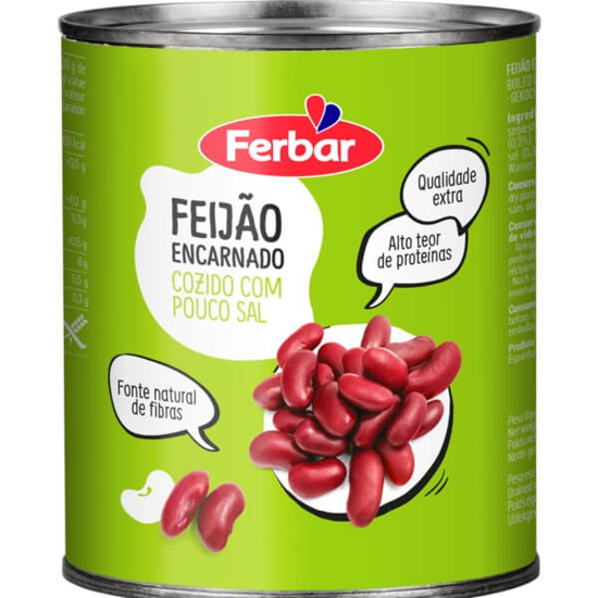 Imagem de Feijão Encarnado Cozido com Pouco Sal FERBAR lata 850g