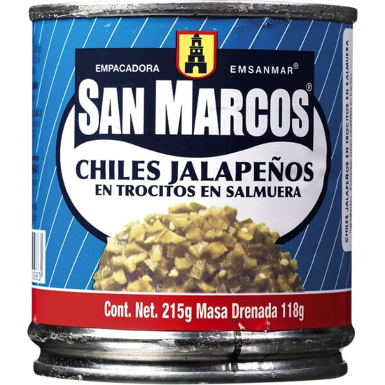 Imagem de Chiles Jalapeños em Pedaços em Salmoura SAN MARCOS lata 215g