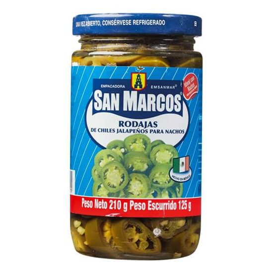 Imagem de Chiles Jalapenos em Rodelas SAN MARCOS frasco 210g