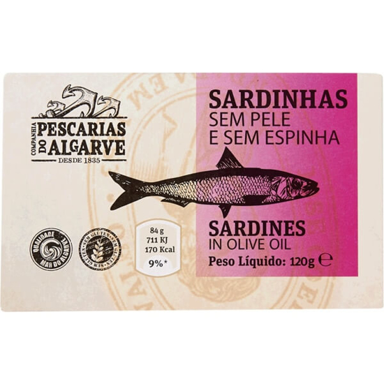 Imagem de Sardinhas sem Pele e sem Espinha sem Glúten PESCARIAS DO ALGARVE lata 120g