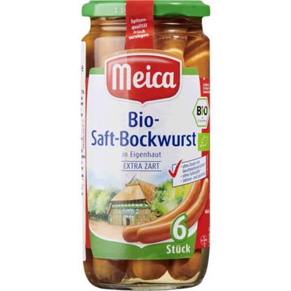 Mostrar detalhes para Salsichas Bockwurst Biológicas MEICA frasco 180g Imagem de Salsichas Bockwurst Biológicas MEICA frasco 180g
