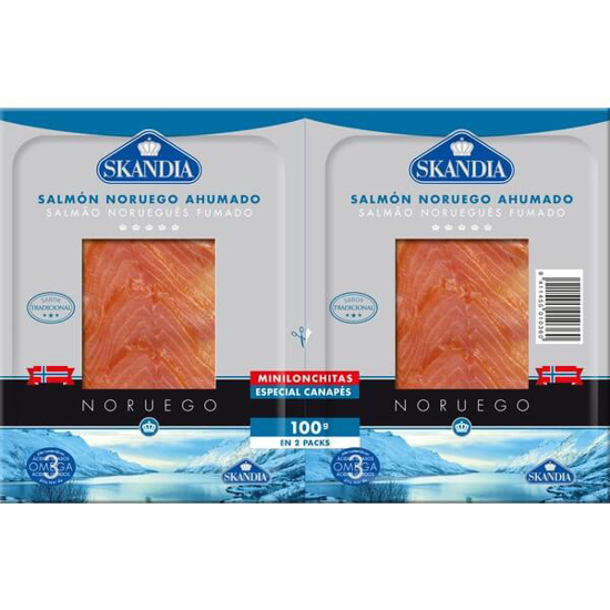 Imagem de Salmão Fumado Norueguês SKANDIA Pack 2 x 50 g emb.100g