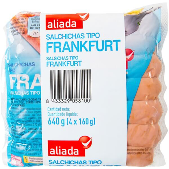 Imagem de Salsichas Tipo Frankfurt ALIADA Pack 4 emb.640g