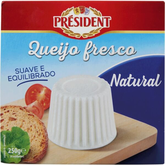 Imagem de Queijo Fresco Natural PRÉSIDENT Pack 4 emb.250g