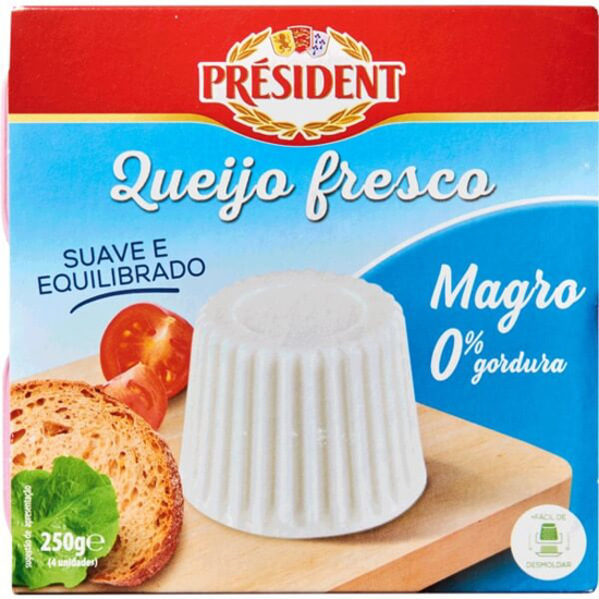 Imagem de Queijo Fresco Magro 0% Gordura PRÉSIDENT Pack 4 emb.250g