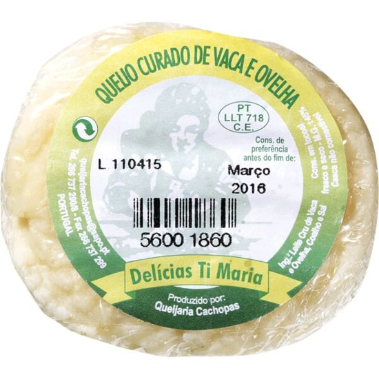 Imagem de Queijo Regional de Vaca e Ovelha Curado Pequeno Queijaria Cachopas DELÍCIAS TI MARIA unidade 90g