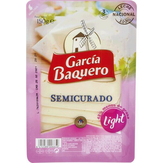 Imagem de Queijo Semicurado Light -42% de Gordura em Fatias GARCÍA BAQUERO emb.150g