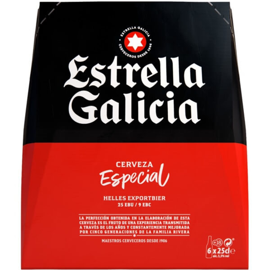 Imagem de Cerveja de Espanha Especial ESTRELLA GALICIA Pack 6 garrafa 25cl