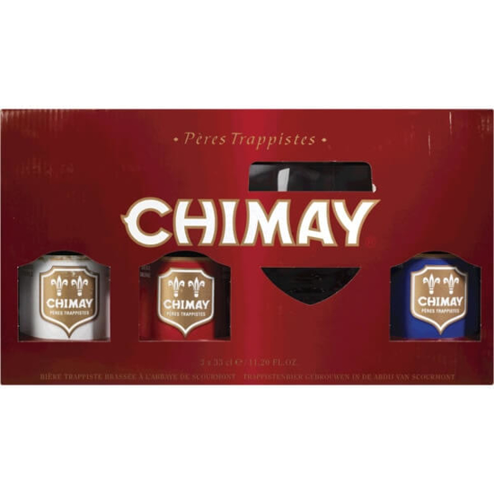 Imagem de Cerveja Belga Pères Trappistes CHIMAY Pack 3 com Copo garrafa 33cl