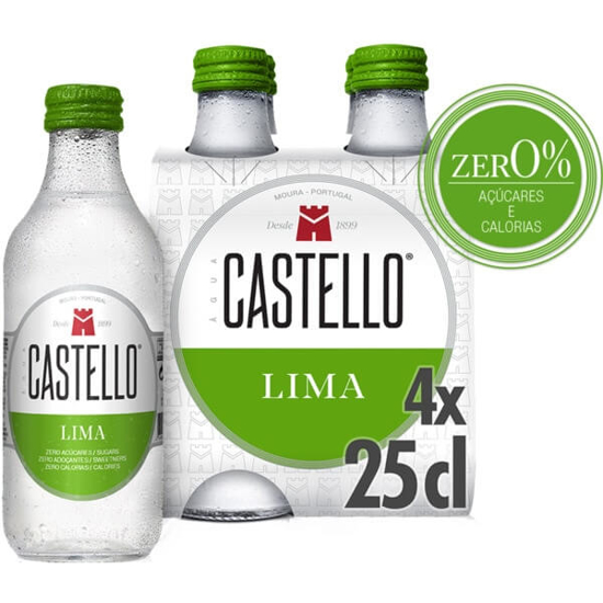 Imagem de Água com Gás com Sabor a Lima CASTELLO Pack 4 garrafa 25cl