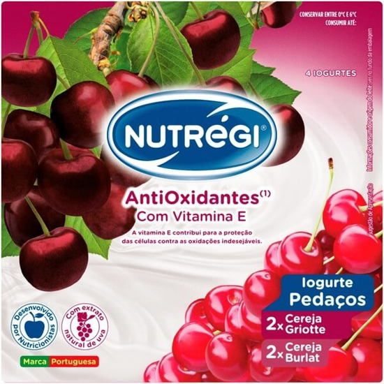 Imagem de Iogurte com Pedaços de Cereja NUTRÉGI ANTIOXIDANTES Pack 4 emb.120g