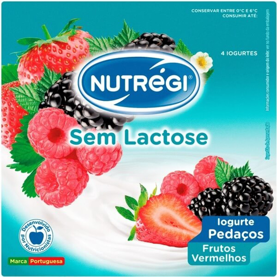 Imagem de Iogurte com Pedaços de Frutos Vermelhos sem Lactose NUTRÉGI Pack 4 emb.120g