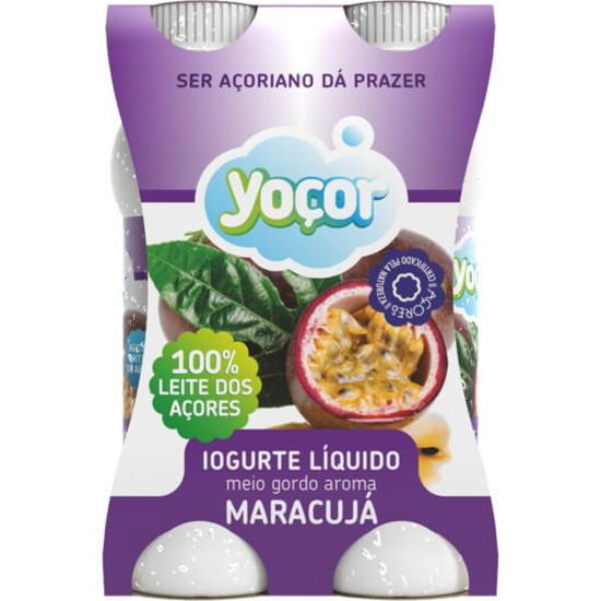 Imagem de Iogurte Líquido Meio Gordo de Maracujá YOÇOR Pack 4 emb.170ml