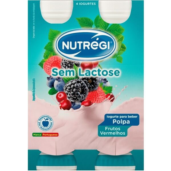 Imagem de Iogurte Líquido com Polpa de Frutos Vermelhos sem Lactose NUTRÉGI Pack 4 emb.170g