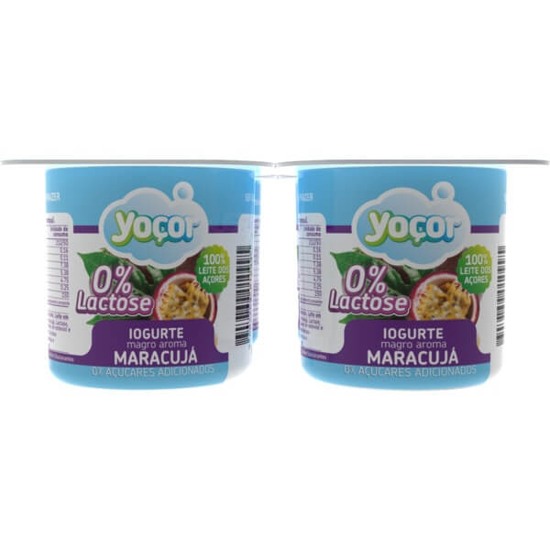 Imagem de Iogurte Magro Aroma a Maracujá 0% Açúcares Adicionados sem Lactose YOÇOR Pack 4 emb.125g