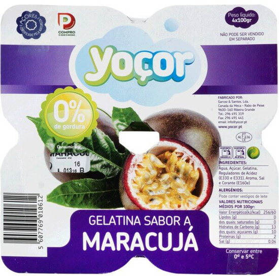 Imagem de Gelatina de Maracujá YOÇOR Pack 4 emb.100g