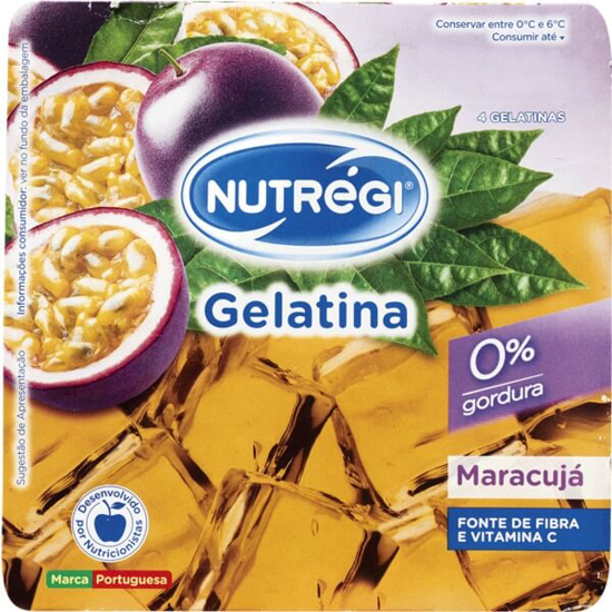 Imagem de Gelatina de Maracujá 0% Gordura NUTRÉGI Pack 4 emb.100g