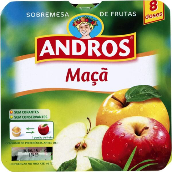 Imagem de Compota de Fruta Fresca de Maçã ANDROS Pack 8 emb.100g