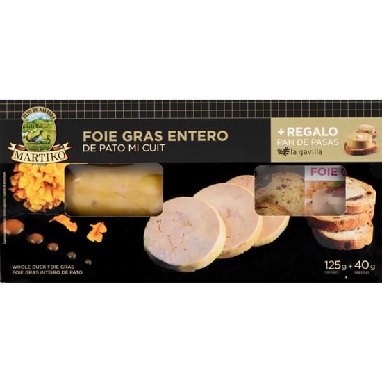 Imagem de Foie Gras Inteiro de Pato Mi Cuit + Tostas com Passas MARTIKO emb.125g