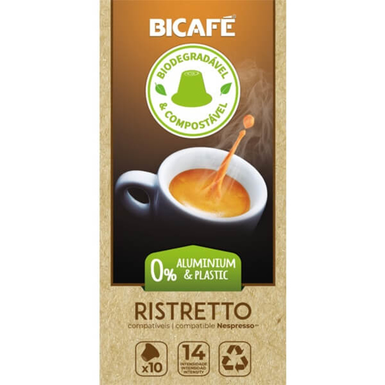 Imagem de Café Ristretto Intensidade 14 para Nespresso BICAFÉ BIODEGRADÁVEL emb.10 cápsulas